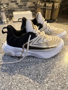 Nike White, Black & Gold Chunky Lace-Up Sneakers- boys size 3